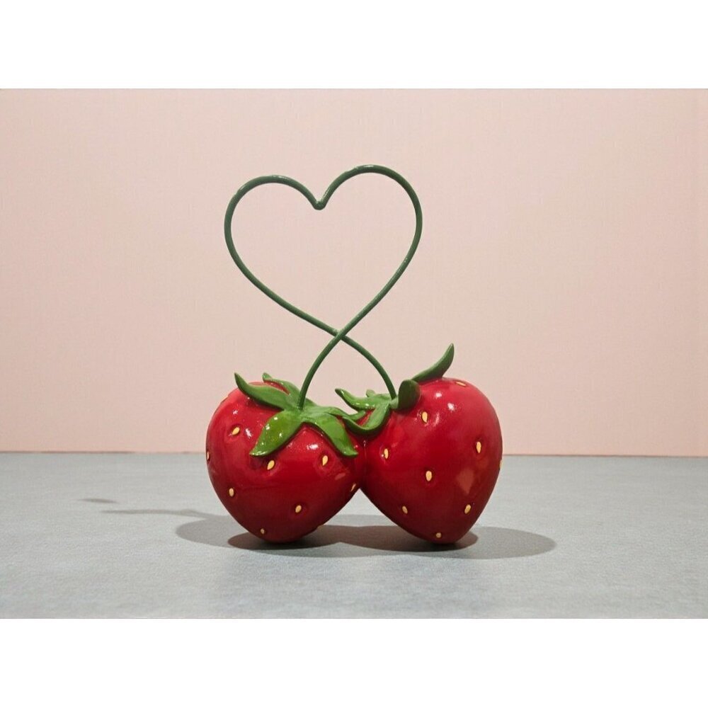 New Large Red / Green Summer Valentines 2 Twisted Strawberries Figure Room Decor